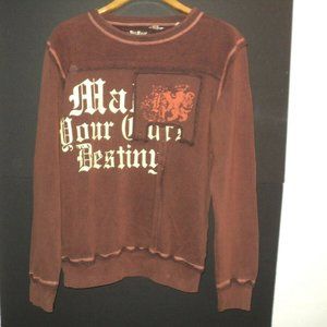 Franky Max Sweatshirt Men's Medium Brown Fleece Long Sleeves NEW